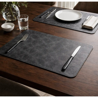Jogo Americano Couro Dupla face preto para Mesa Posta – Sousplat/Toalha de Mesa Decorativa