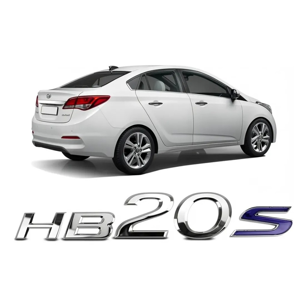 Emblema Letreiro Traseiro Porta Mala Cromado S Azul HB20S Sedan 2014 a 2022