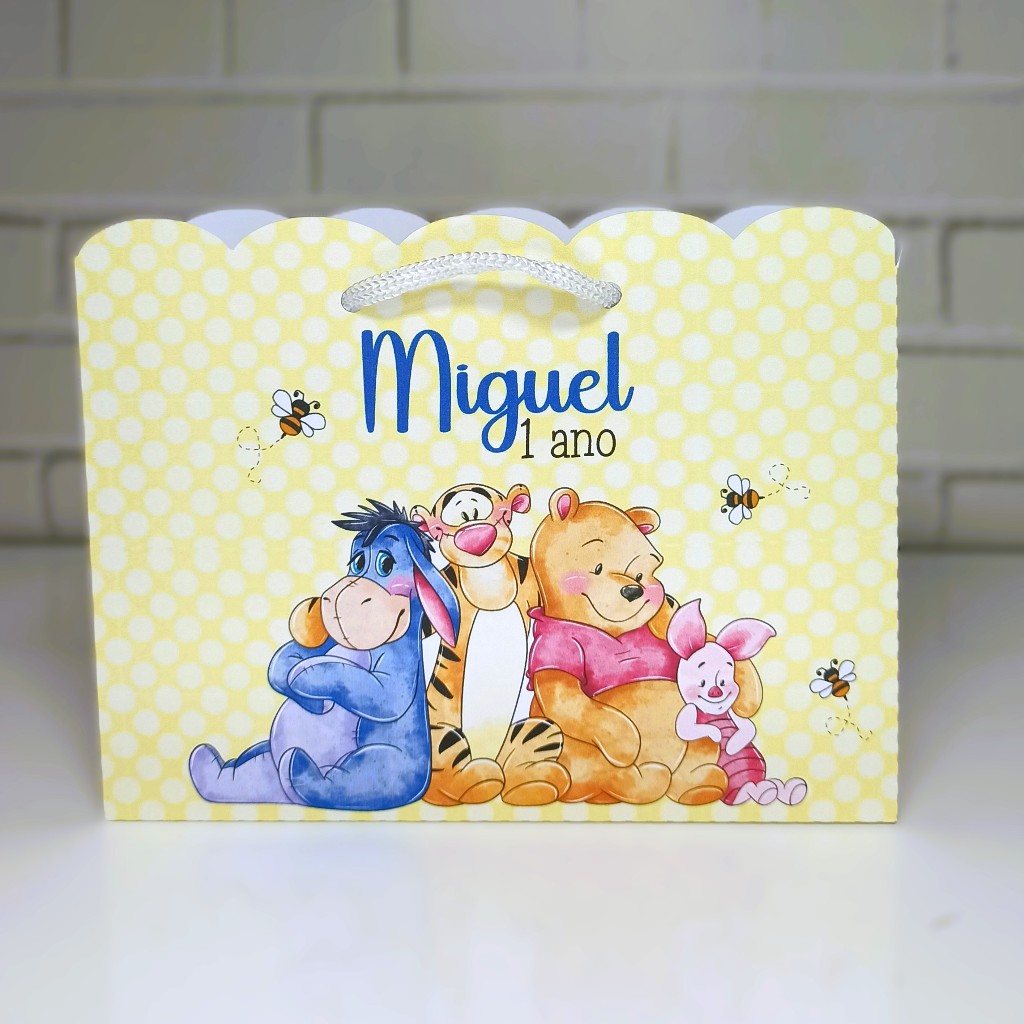 Sacolinha Surpresa Lembrancinha Ursinho Pooh Personalizada - PEGUE E MONTE - Kit Lembrancinha festa infantil