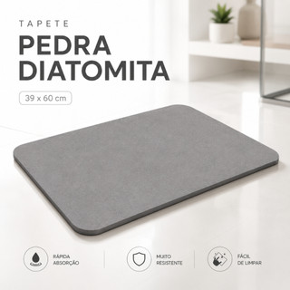 Tapete de Banheiro em Pedra Diatomita Rápida Absorção Impermeável Antiderrapante Secagem Imediata
