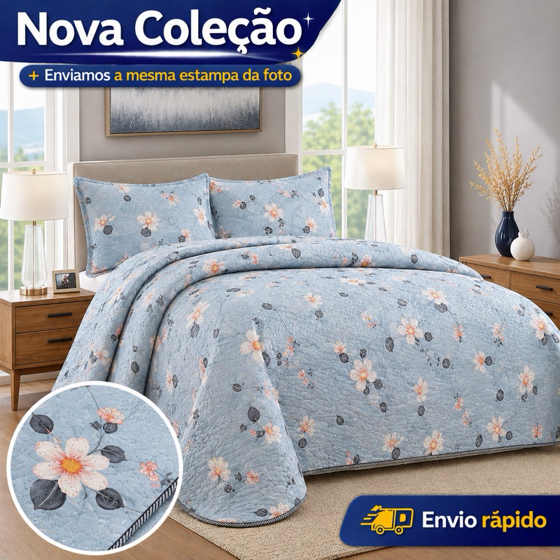 Cobre leito Dupla Face colcha Edredon casal Queen king estampada com porta travesseiro aba americana
