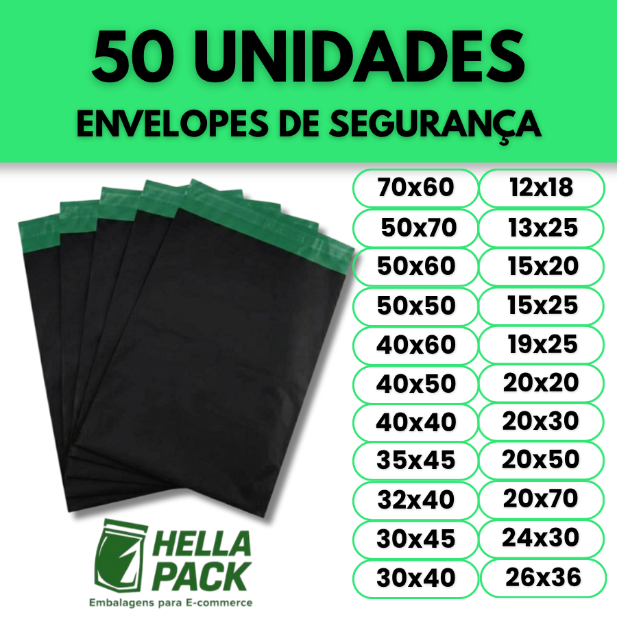 Kit Envelope 50 Unidades Tamanho Variados Envio Correios Lacre Inviolável Seguro Qualidade Premium