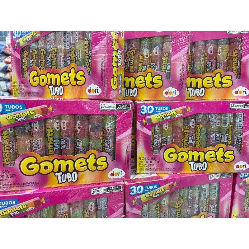 Bala De Goma Tubo Gomets Frutas Sortida Caixa C/30 Unidades Festas - Dori