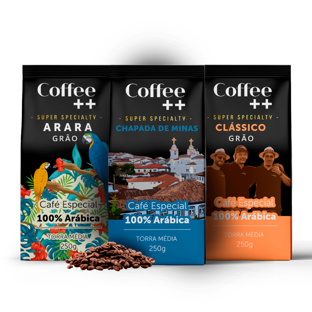Kit 3 Pacotes Café Especial Em Grãos Coffee Mais Clássico, Chapada e Arara