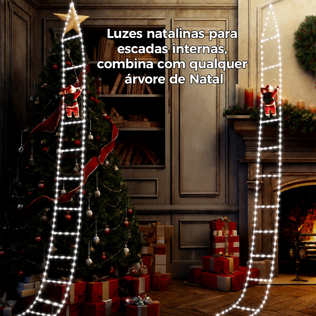 Back Field LED de Papai Noel Luzes Subindo Escadas RGB 3,00 Metros 3 Opções de Cores — imagem 2 de 2
