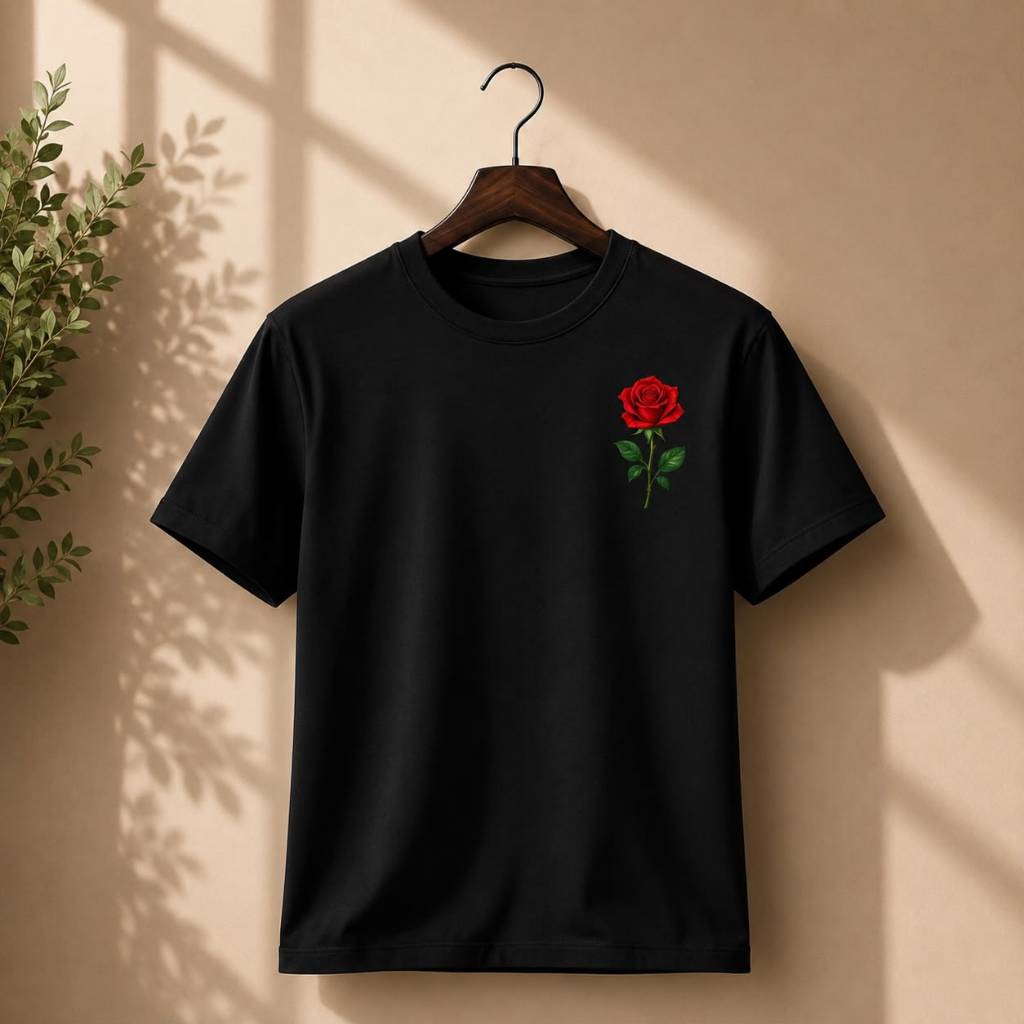 Camiseta Masculina 100% Algodão com DTF Rosa no Peito – Premium, Confortável e Estilosa