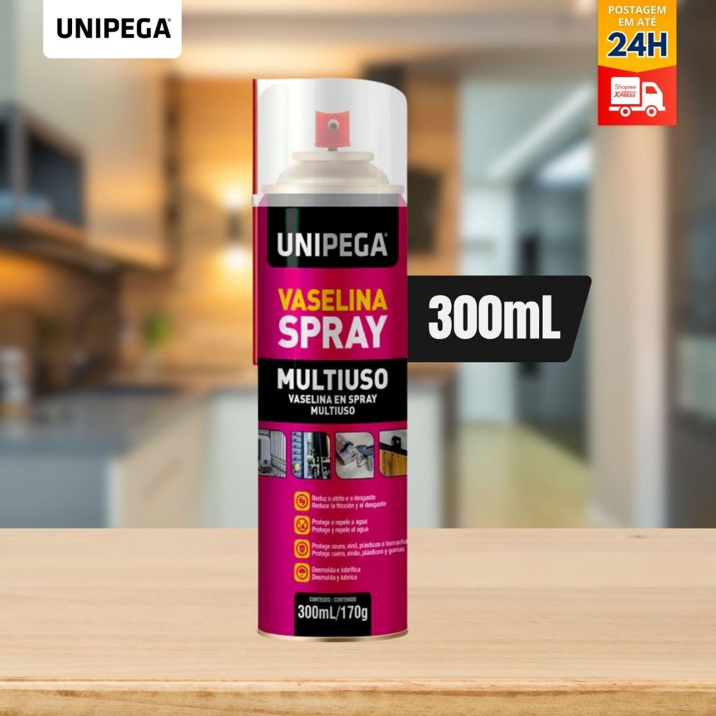 Vaselina Spray Lubrificante 300ml Unipega Uso Geral Alta Performance Limpa e Protege Antiferrugem