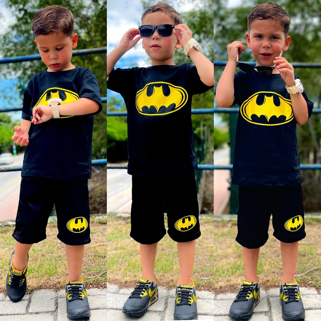 Conjunto Infantil Masculino Personagens Sonic Homem Aranha Verão Camiseta e Short (2 a 10 Anos)