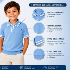 Camisa Gola Polo Infantil Canelado- Tamanho 04, 08 e 12