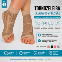 Tornozeleira Ortopédica PAR Meia de Compressão Estabilizadora auxilia na Circulação Unissex Calcanhar