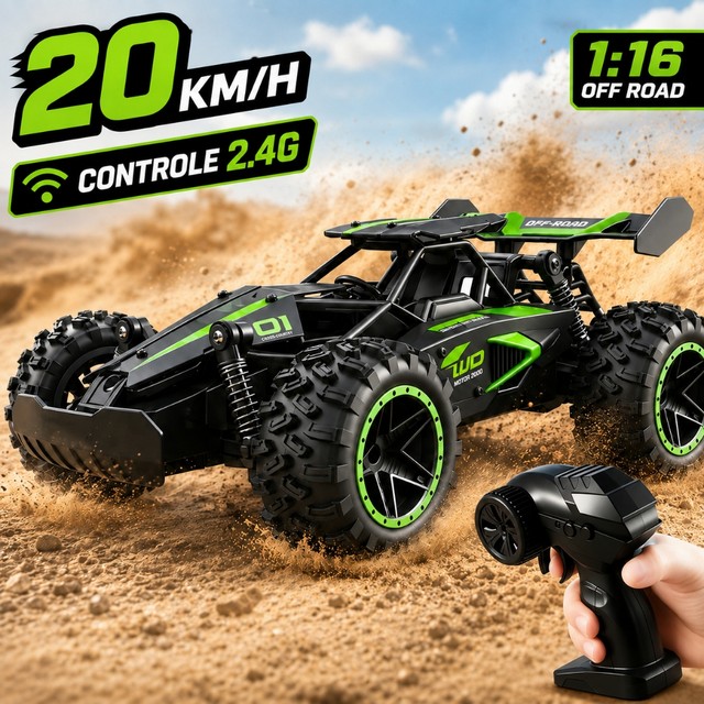 Carrinho Controle Remoto Recarregável Off-Road 1:16 Alta Velocidade 20km/h 2.4G Brinquedo Escalada Presente Menino