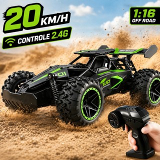 Carrinho Controle Remoto Recarregável Off-Road 1:16 Alta Velocidade 20km/h 2.4G Brinquedo Escalada Presente Menino