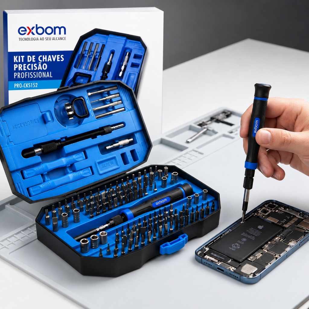 Kit Chaves de Precisão 152 em 1 Completo Para Manutenção Celulares Notebook e Tablet