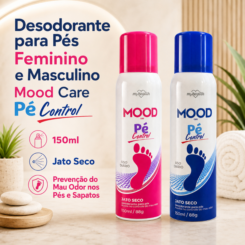 Desodorante para Pés Feminino e Masculino Spray 150ml Jato Seco Anti Odor Mood Care Pé Control My Health
