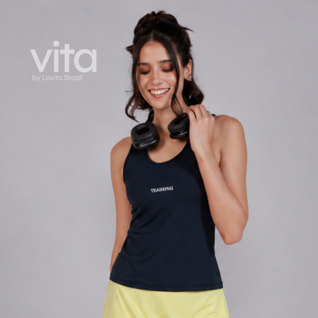 Lovito Regata Feminina Esportiva com Estampa Refletiva PKB16891719