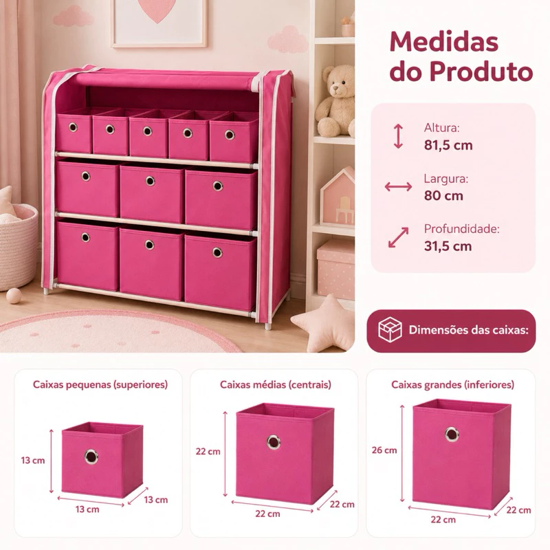 Organizador Multiuso 11 Gavetas Prateleira para Roupas Sapatos Brinquedos Quarto Closet Casa.