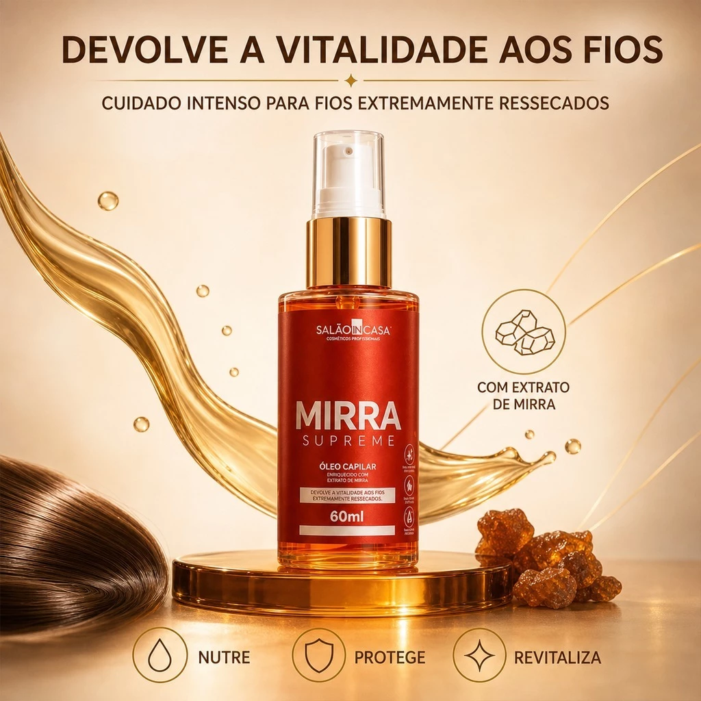 Óleo de Mirra Capilar 60ml | Nutrição Profunda | Revitaliza os Fios | Brilho Intenso | Salão In Casa — imagem 1