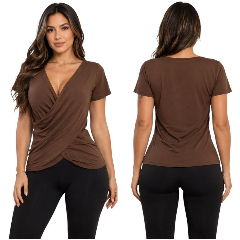 Blusa Transpassada de Verão em Viscolycra – Feminina, Confortável e Fresca (3 Tamanhos)