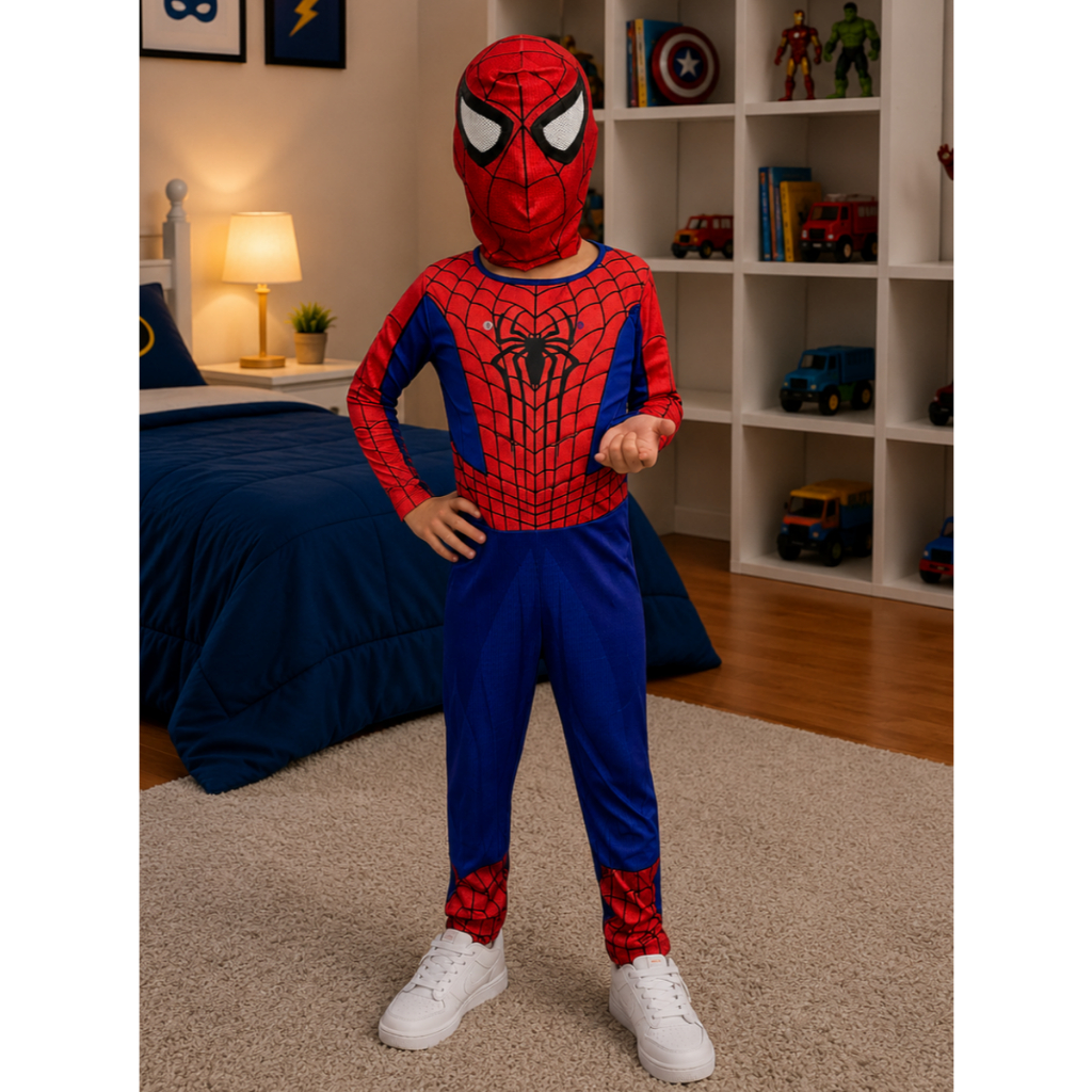 Roupa Infantil Fantasia Longa Com Enchimento Homem-aranha