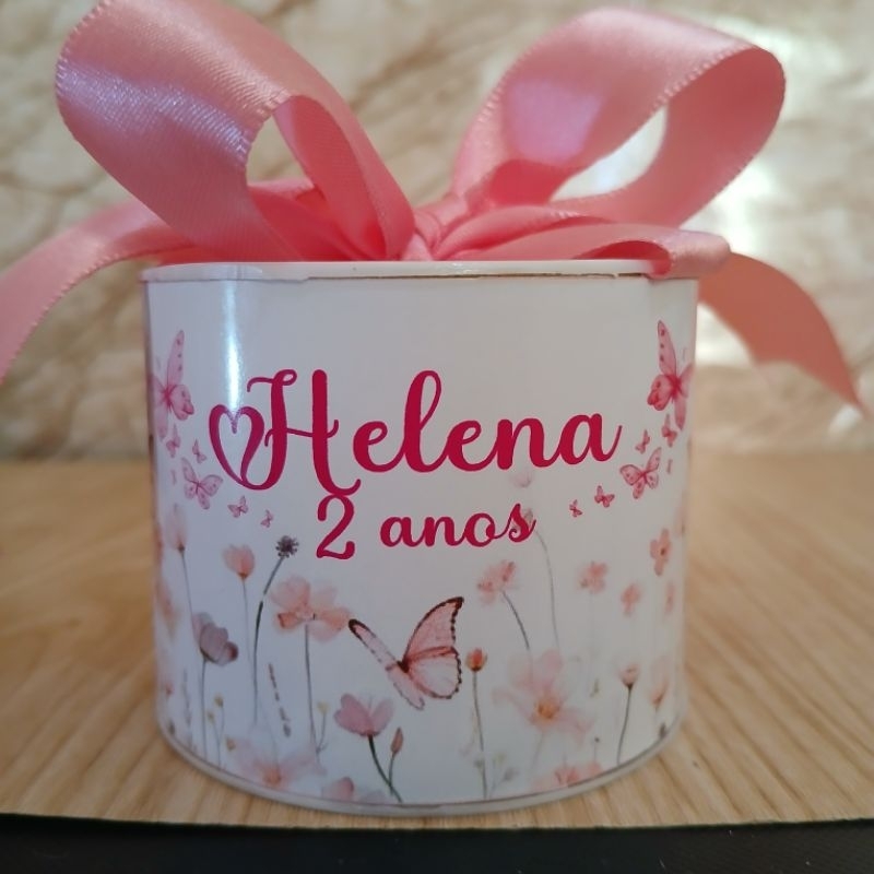 Tubolata Personalizada Jardim encantado borboletas 6x5cm | Lembrancinha festa Infantil | Maternidade | Aniversário