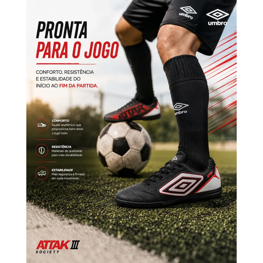 Chuteira Society Umbro Attak III Original Chuteira de Society Masculino Futebol 