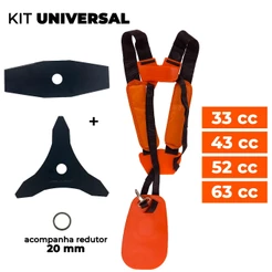 Kit Cinto Sustentação Duplo + Faca 3 Pontas + Faca 2 Pontas P/ Roçadeiras