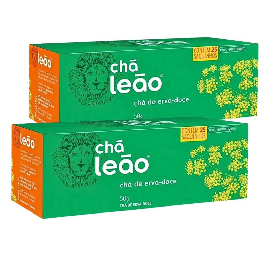 Kit 2un Chá Leão Ervas Básicas Erva-Doce 25 Sachês (50g)