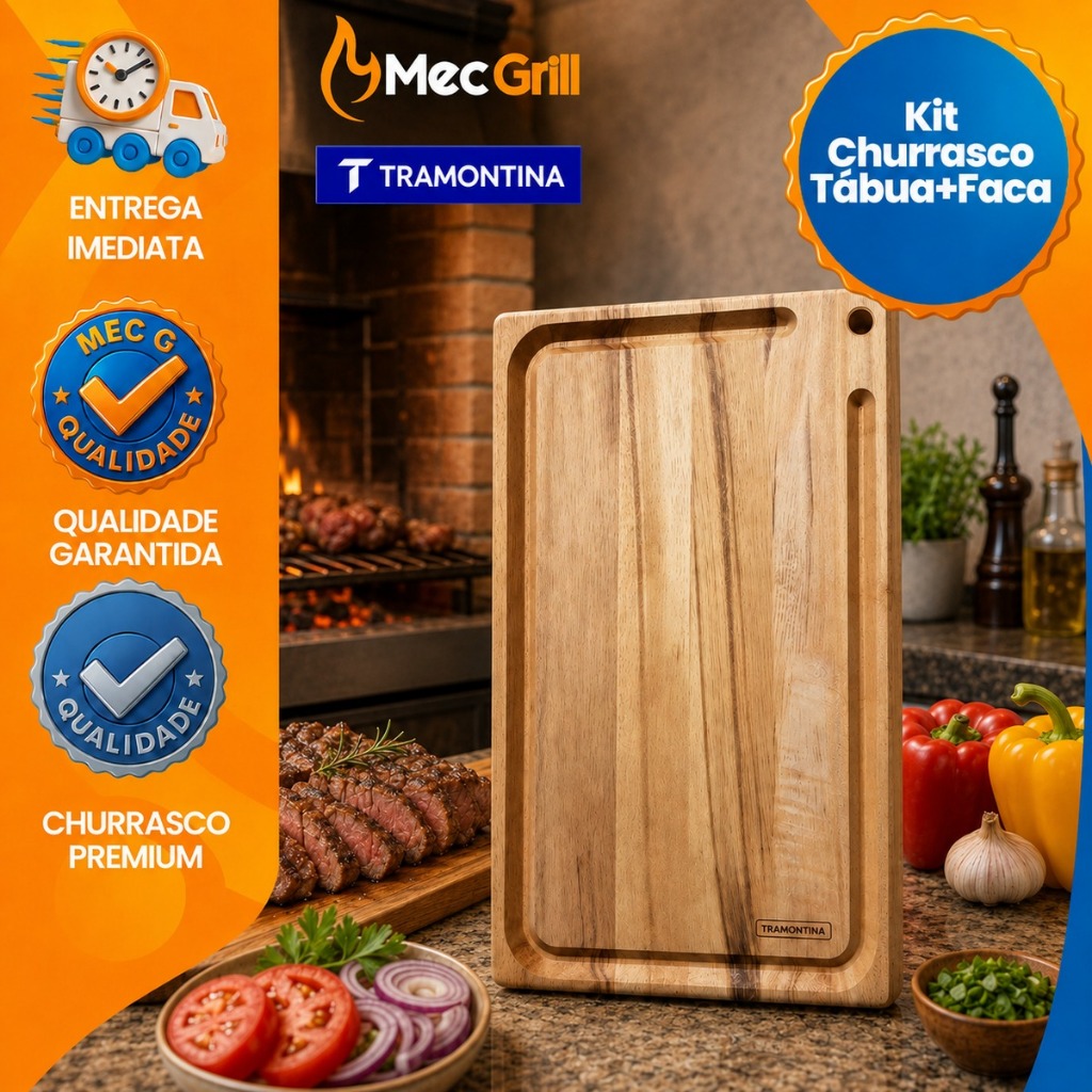 Tabua de Carne Madeira Rustica 33x20cm Tabua de Corte Tramontina