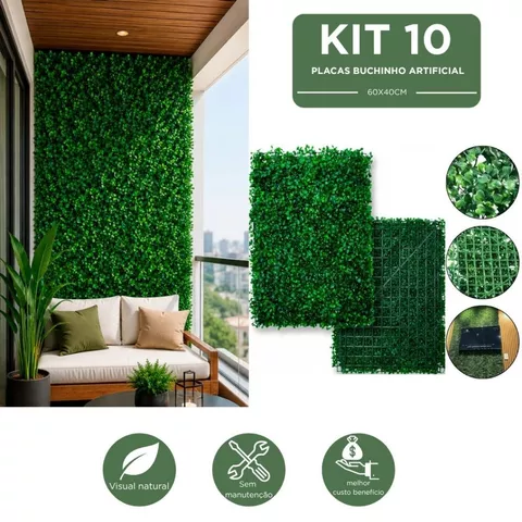 KIT-10 PLACAS DE GRAMA ARTIFICIAL BUCHINHO BASICO 60X40CM