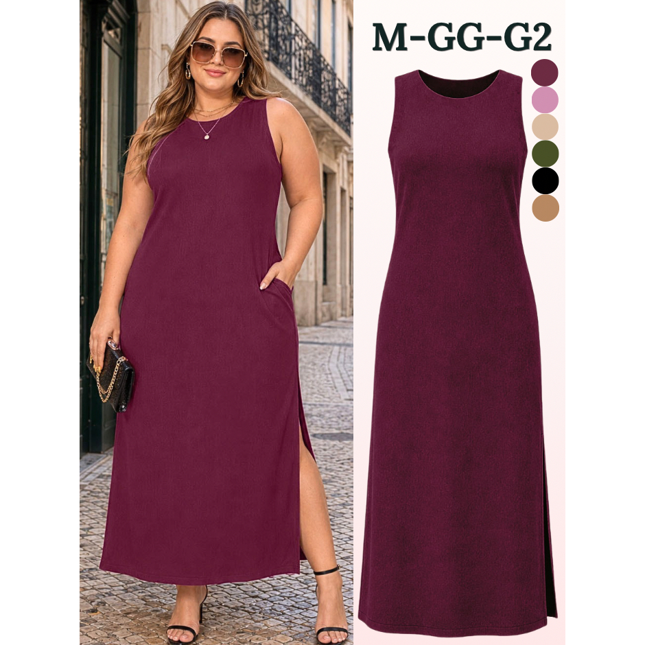 VESTIDO FEMININO LONGO CASUAL ELEGANTE VESTIDOS PLUS SIZE VERÃO PREMIUM SOLTINHO CONFORTÁVEL EVANGÉLICA GOLA SOCIAL