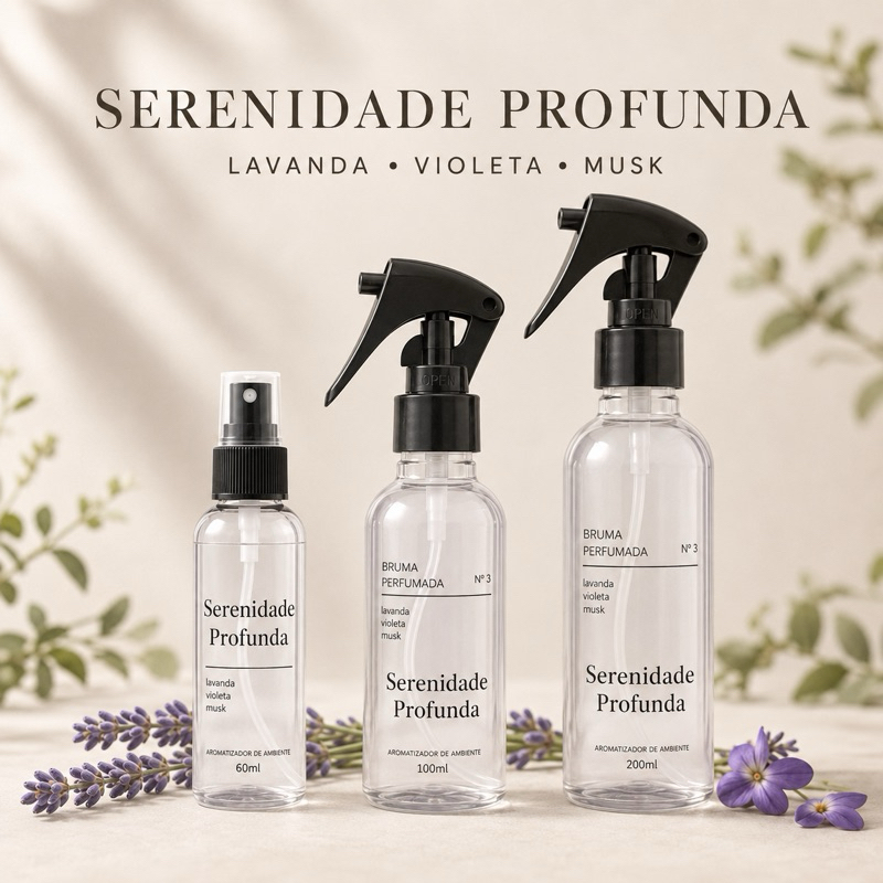Imagem Perfume para casa- Serenidade Profunda -Home Spray 60ml Lavanda Violeta Musk Alta Fixação Perfume para Casa Relaxante