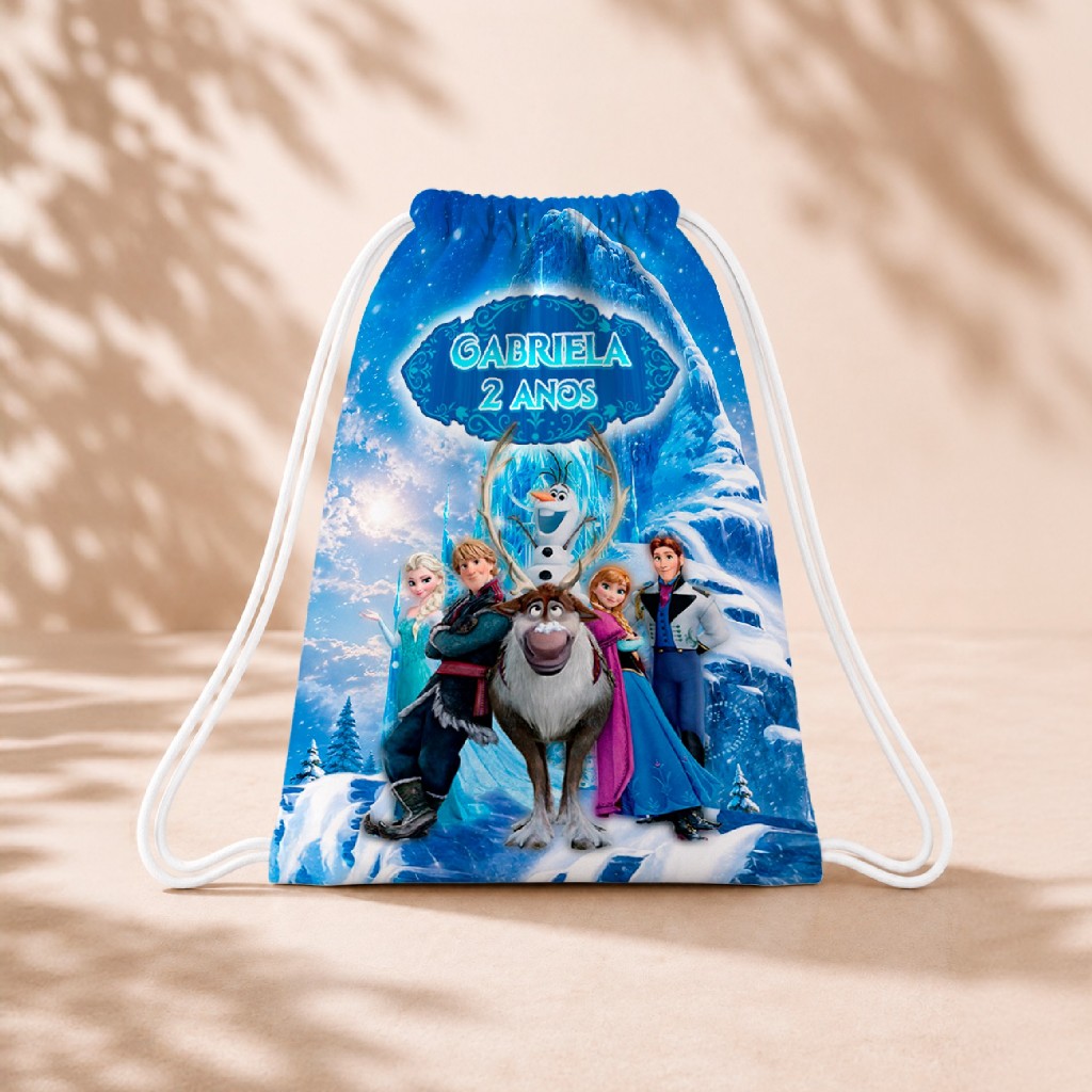 10 Mochila Personalizada Infantil 18x26 Sacolinhas Surpresa Festa Aniversário Lembrancinha Frozen M3