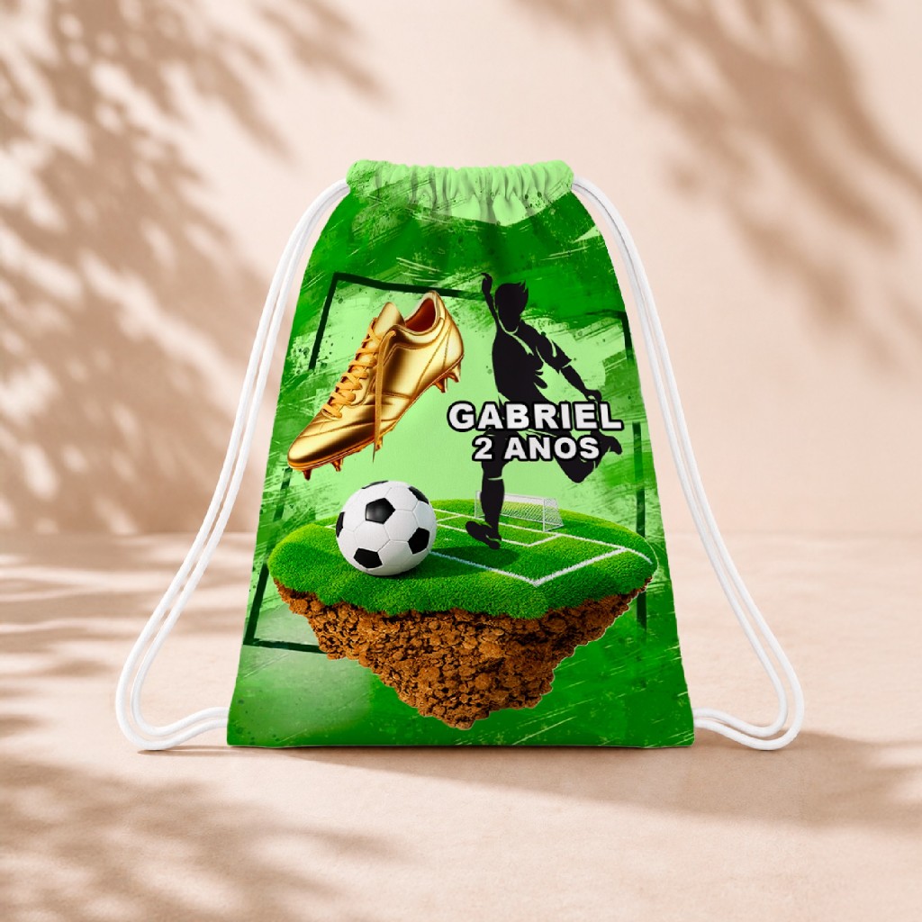 10 Mochila Personalizada Infantil 18x26 Sacolinhas Surpresa Festa Aniversário Lembrancinha Futebol M1