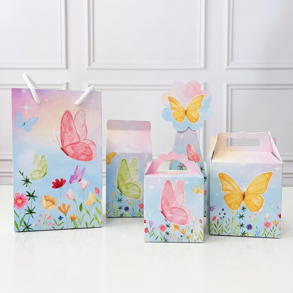 Kit Caixinhas Jardim das Borboleta Festa Personalizado Pegue e Monte Festa Infantil - lembrancinhas de aniversario mimos