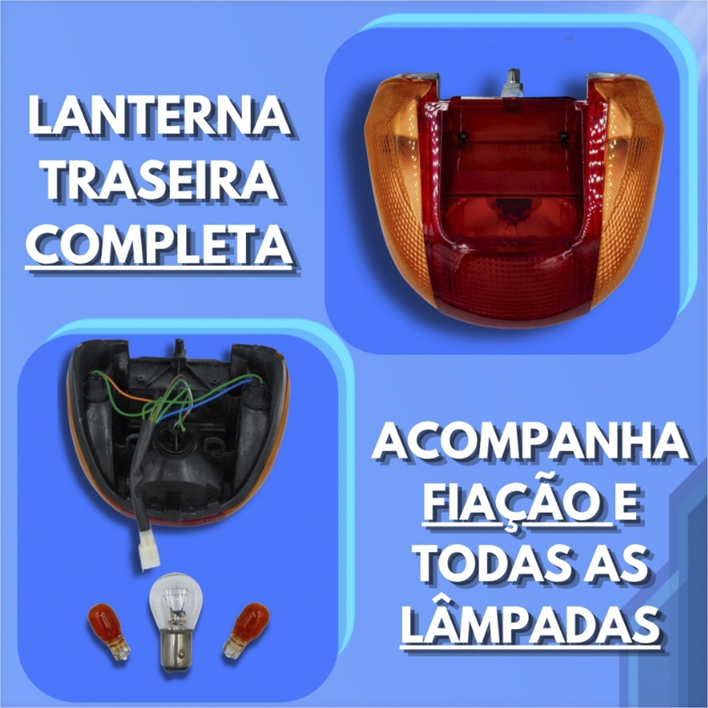 Kit Completo Farol + Par de Piscas + Lanterna Traseira Biz 100 1998 1999 2000 2001 2002 2003 2004 2005 Completa — imagem 2 de 2