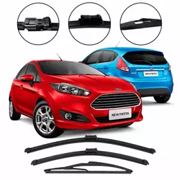 Kit 3 Palhetas Limpador de Parabrisa Paleta Silicone New Fiesta 2012 A 2019