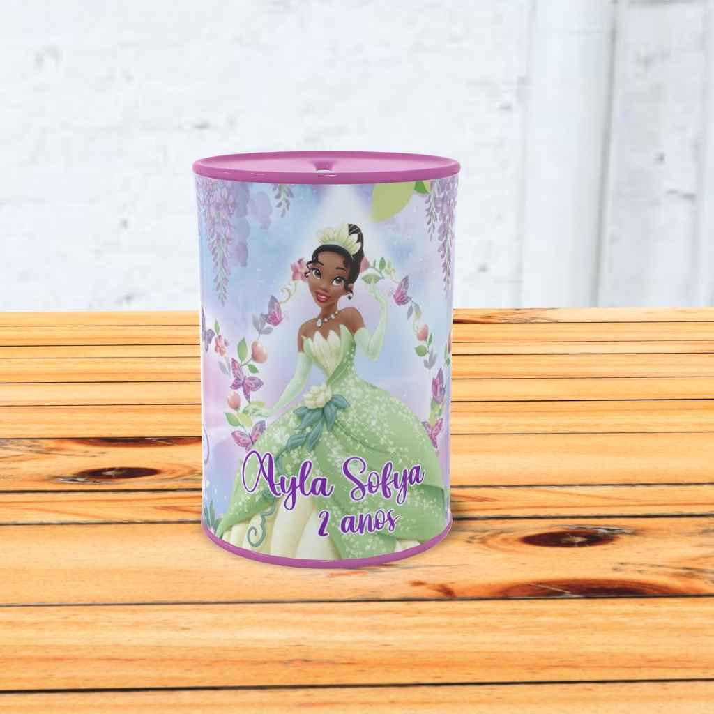 Cofrinho Personalizado Princesa Tiana - Lembrancinha de Festa Princesa Tiana - Cofre Personalizado