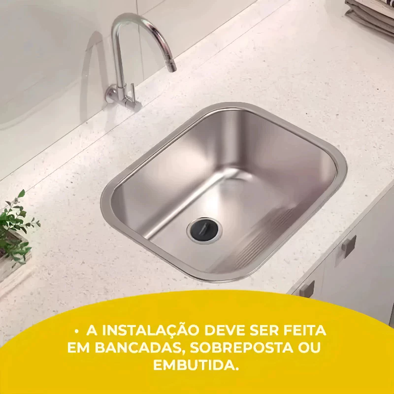 Tanque de Lavanderia em Aço Inox Polido 45/55 x 45cm com Acessórios — foto 4