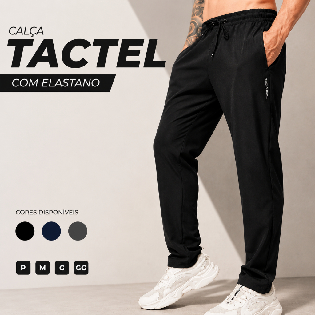 Calça Tactel Masculina Com Bolso Elastano Leve Confortável Academia Caminhada