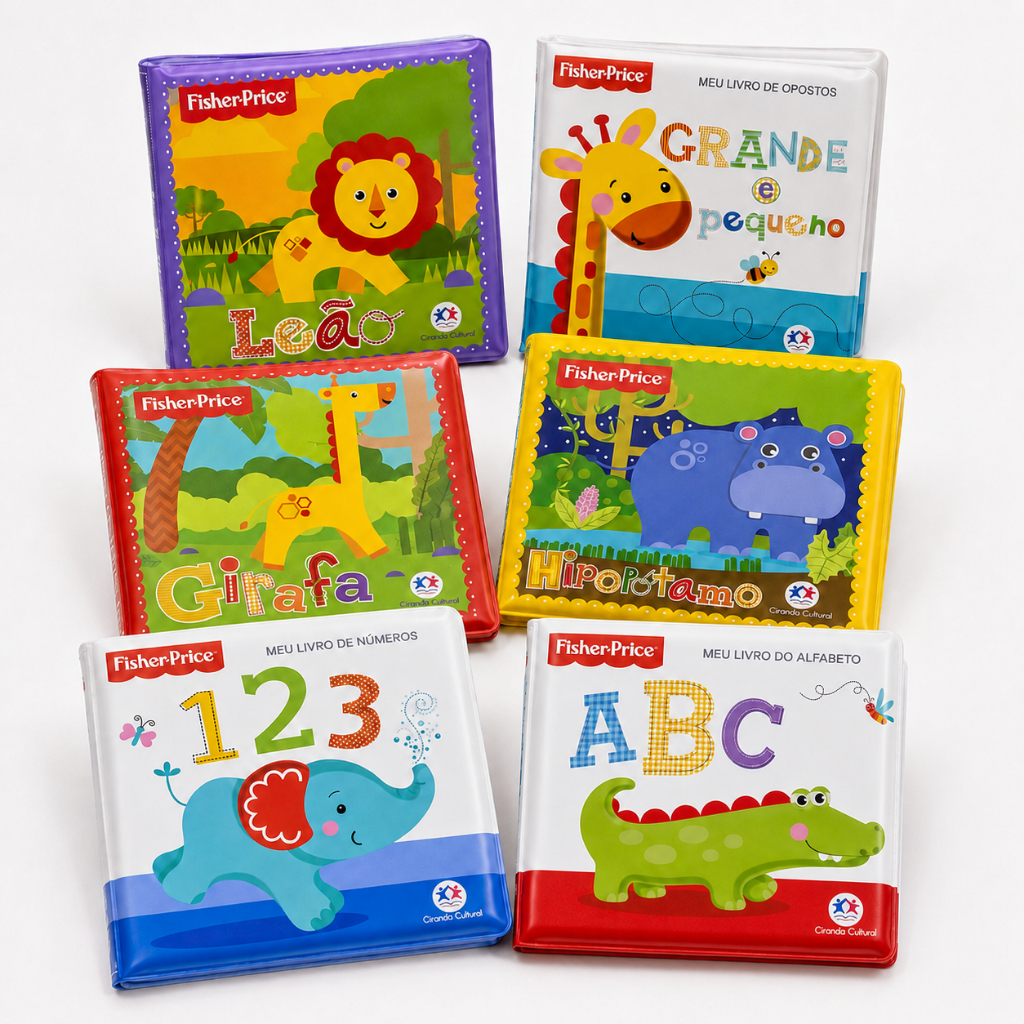 Livros De Banho Bebê Fisher Price Cores Números Opostos E Alfabeto Educativo Divertido