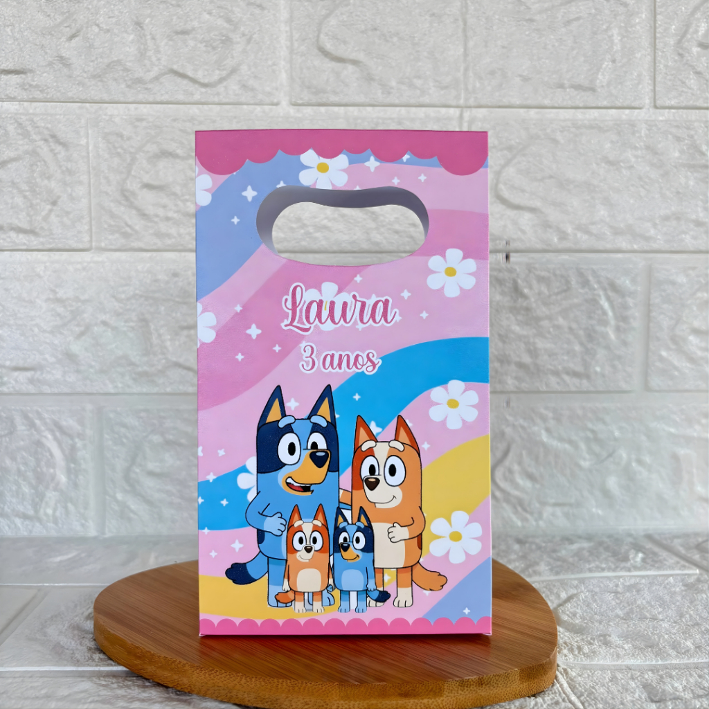 MONTE EM CASA - Sacolinha Surpresa Personalizada Blue Menina - Tamanho PP-Festa Infantil-Aniversário–Lembrancinha