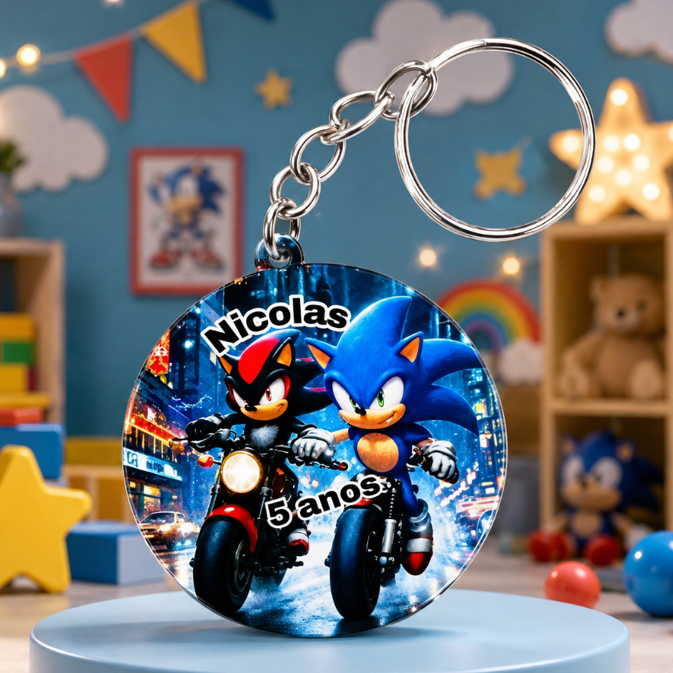 Kit Chaveiro PERSONALIZADO SONIC ADESIVADO, para aniversário, festa, decoração, lembrancinhas