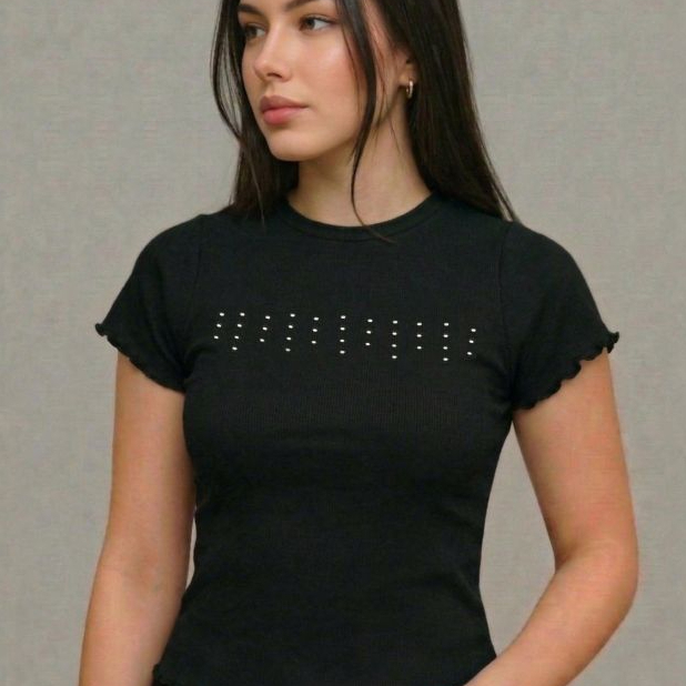 Blusa Feminina Canelada Premium Manga Curta Gola Redonda Moda Básica Casual Estilosa  elegante outono inverno