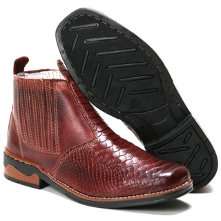 Botina Masculina Country de Couro Legítimo e Solado de Borracha blaqueada super da Moda