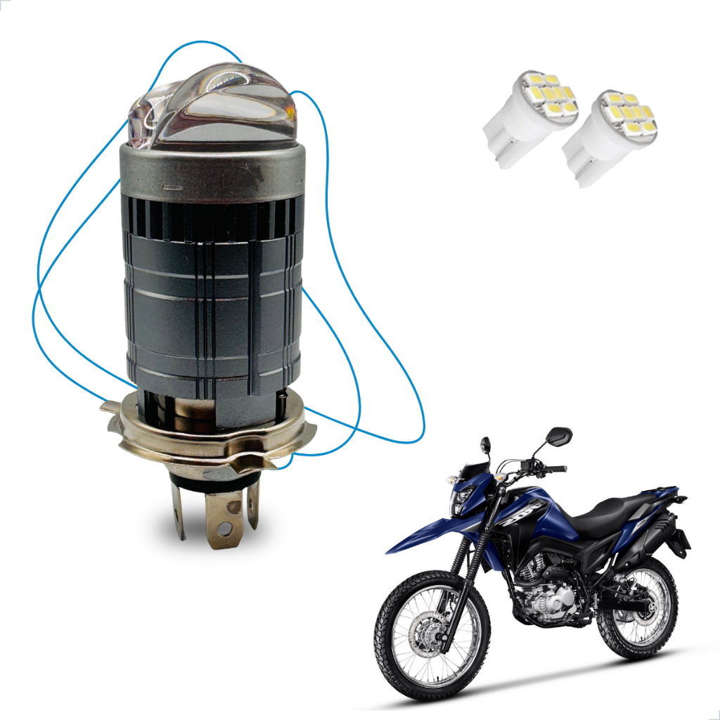 Lâmpada LED H4 Farol Alto e Baixo Moto NXR 160 Bros Alta Potência 6500K Stallion