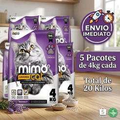 Fardo Areia Higiênica Biodegradável para Gatos Mimo Cat 20 kg Alta Absorção, Grãos Finos Argipet