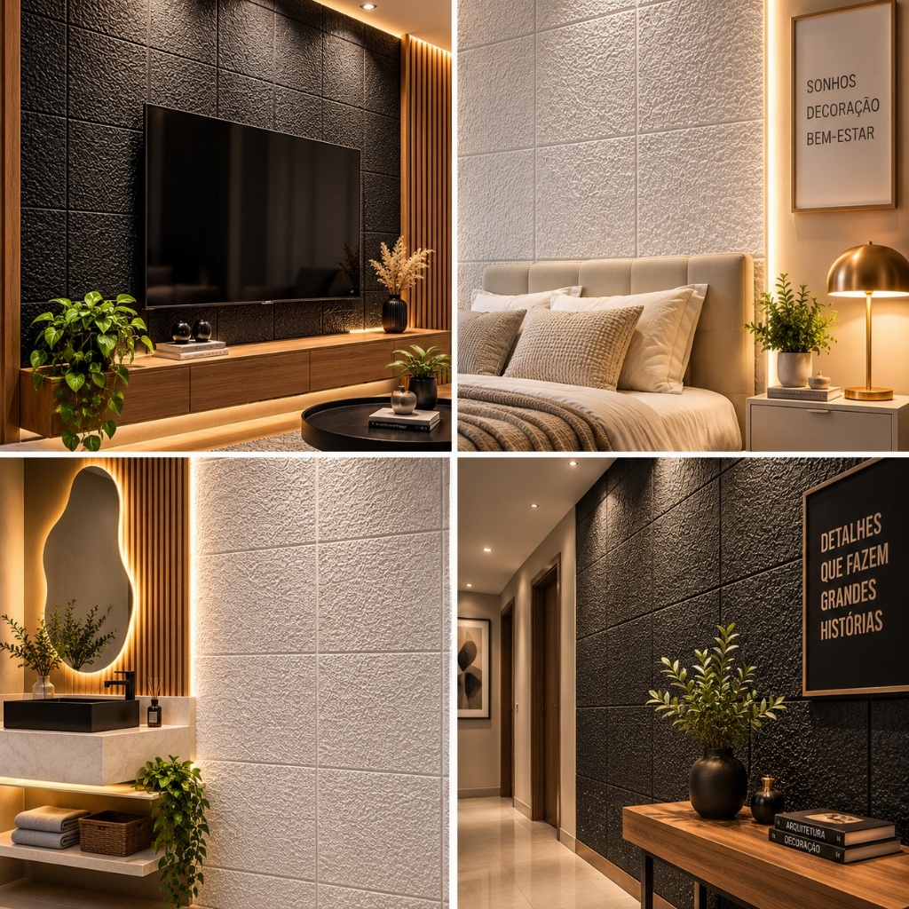 kit 20 Placas pvc 3D Revestimento Para Parede Decorativa 50x50 cm 5m²