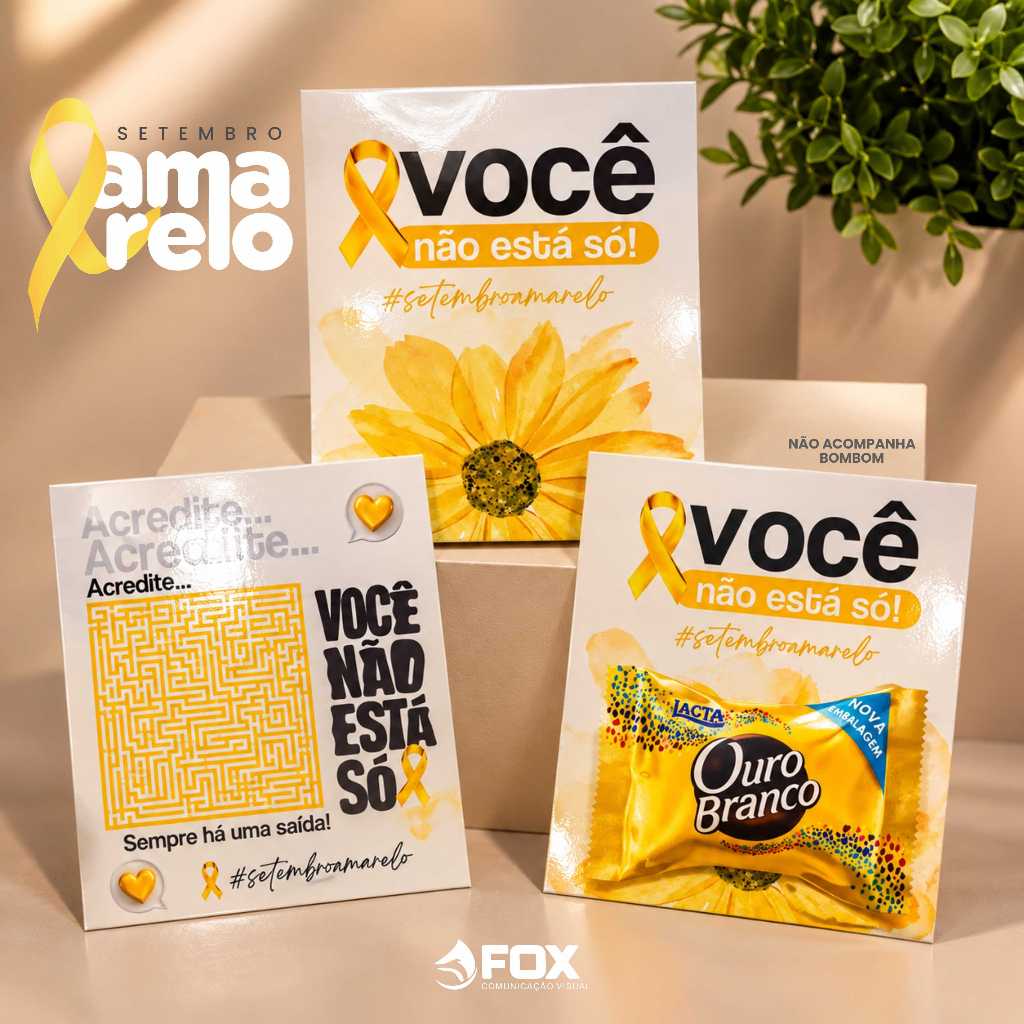 Cartão Setembro Amarelo - 9x10 - Somente frente - Papel 300g