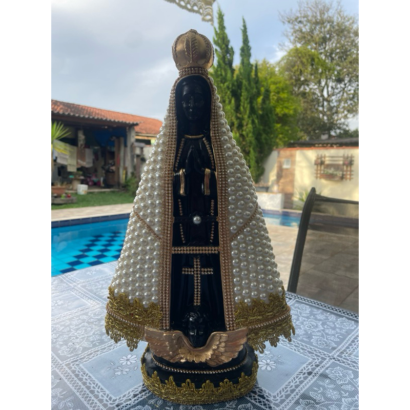 Nossa senhora aparecida de pérola de 40cm pra casamento,decoração,presente