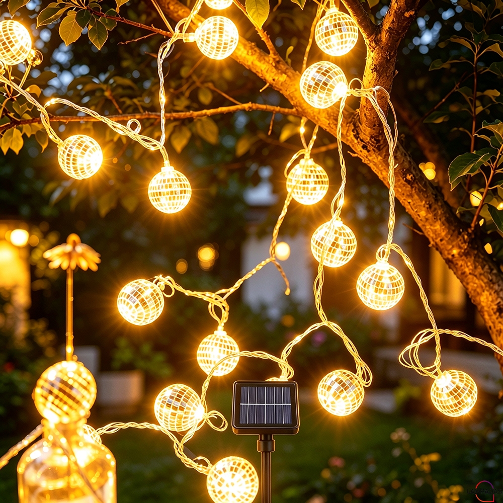 Cordão De Luz Solar Esfera Perfurada Colorida 20 Lâmpadas Decoração Natal Jardim Varanda Festa Externa À Prova D'água